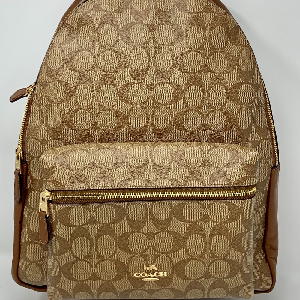 Coach F58314 Charlie Backpack in Khaki Saddle.